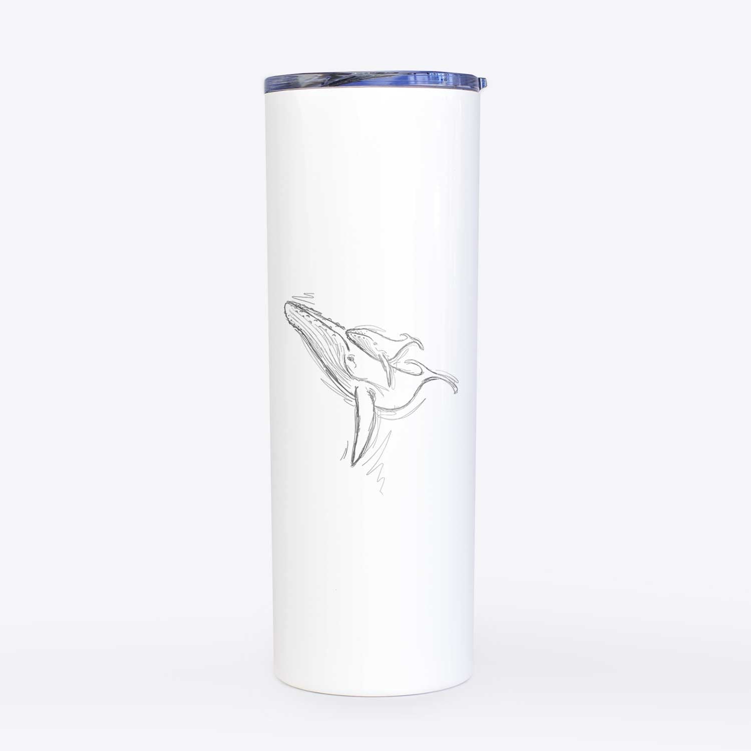 Doodled Mama And Baby The Humpback Whale – 20Oz Skinny Personalized Stainless Steel Tumbler Customize Name, Text, Number