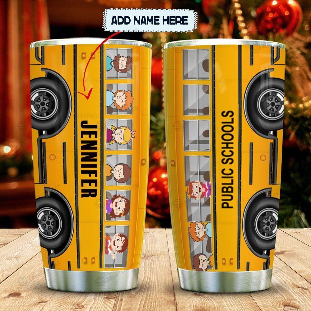 Personalized School Bus Tumbler Public Shool Stainless Steel Tumbler, Tumbler Cups For Coffee/Tea, Great Customized Gifts For Birthday Christmas Thanksgiving Tumbler Cups