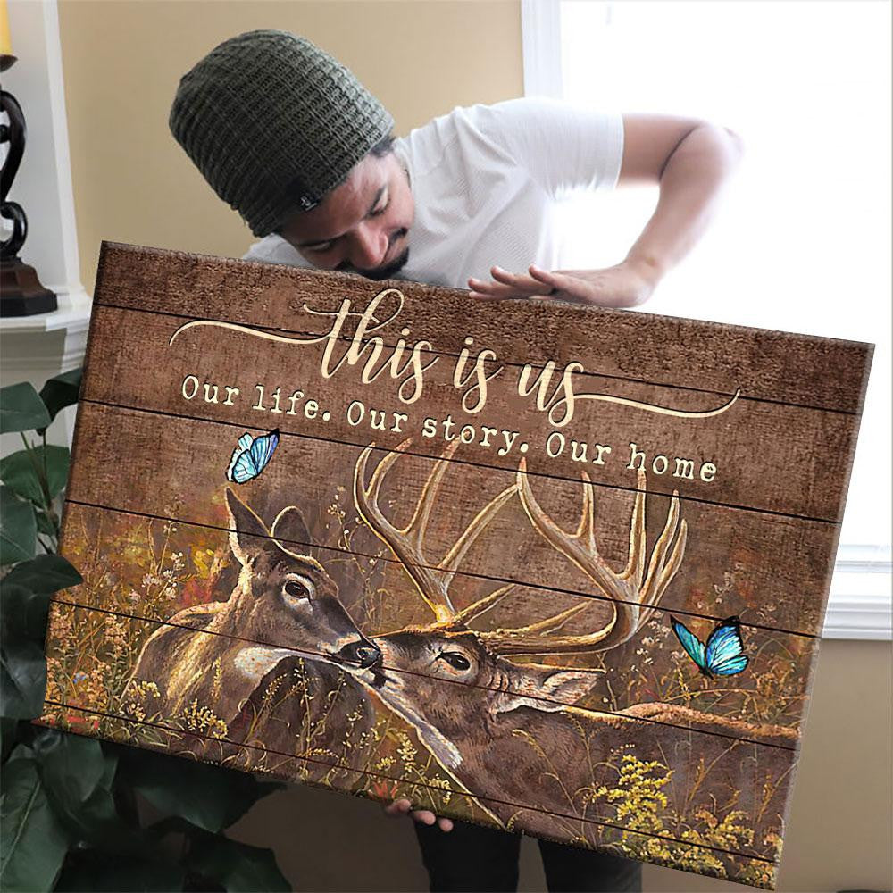 This Is Us Deer Couple Canvas Gift For Couple Gift For Family, Wall Art Decor, Canvas Print, Home Decor