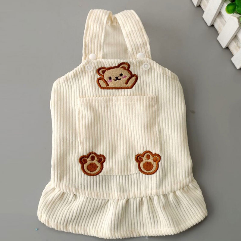 Bear Suspenders Skirt Princess Skirt Pets Clothes Pet Cats And Dogs Clothes Strap Dress Corduroy Cute Base Clothes Sleeveless alx