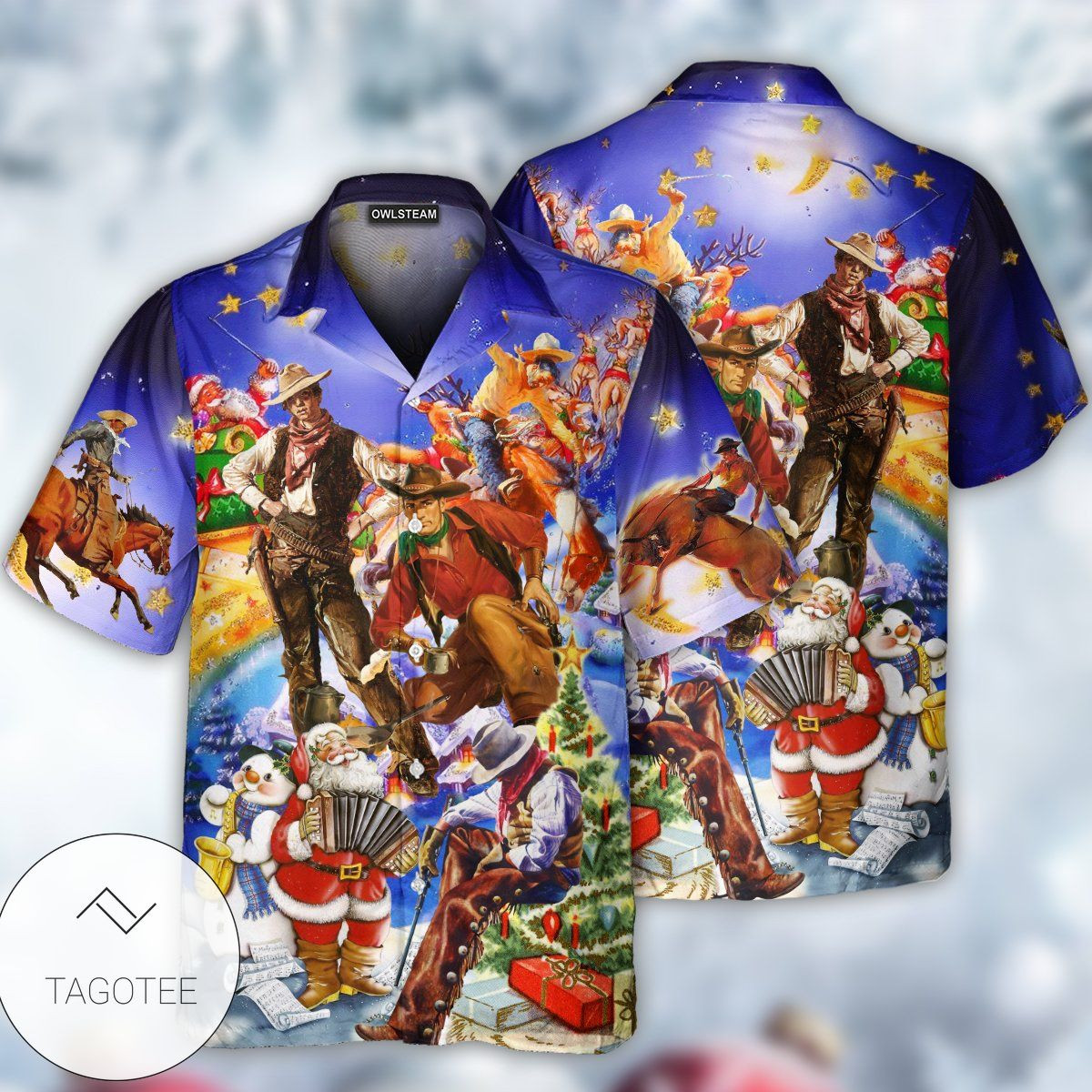 Christmas Hawaii Cowboy Band Merry Button Up Shirt For Men Ha24965