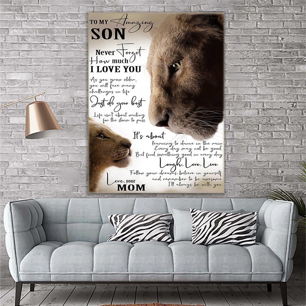 To My Son Lion Premium Wall Art Canvas – Perfect Gift For Son