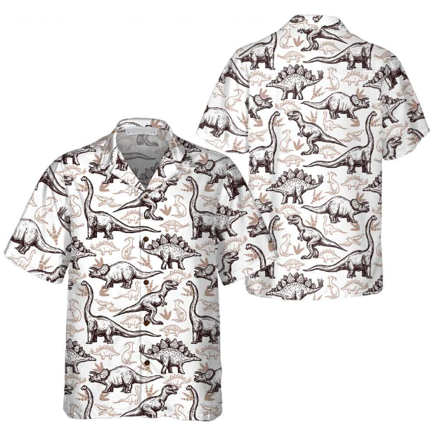 Dinosaurs Footprints Seamless Pattern Hawaii Shirt Ha60991