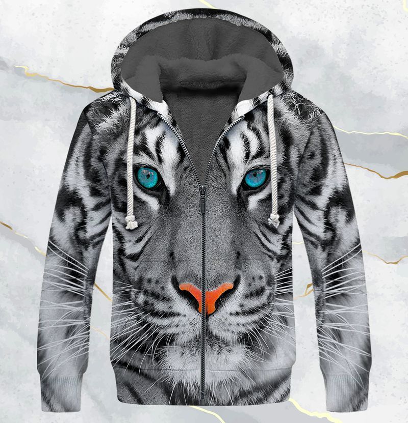 Blue Eyes Tiger 3D Full Print Fleece Zipper