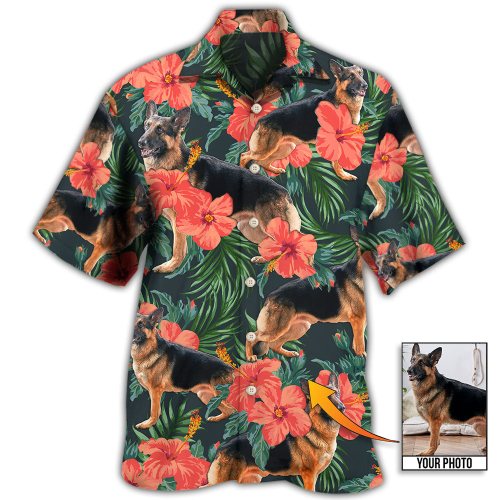 German Shepherd Tropical Custom Photo Hawaii Shirt Ha84753