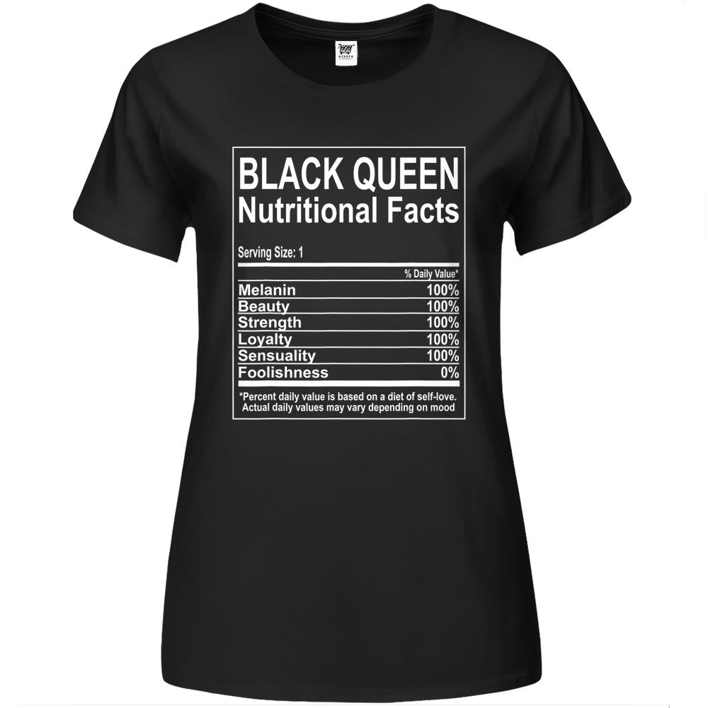 Nutritional Facts Shirt, Nutritional Facts Premium Womens T Shirts, Black Queen Nutrition Facts, Funny Black Queen Nutritional Facts Self Love Premium Womens T Shirts