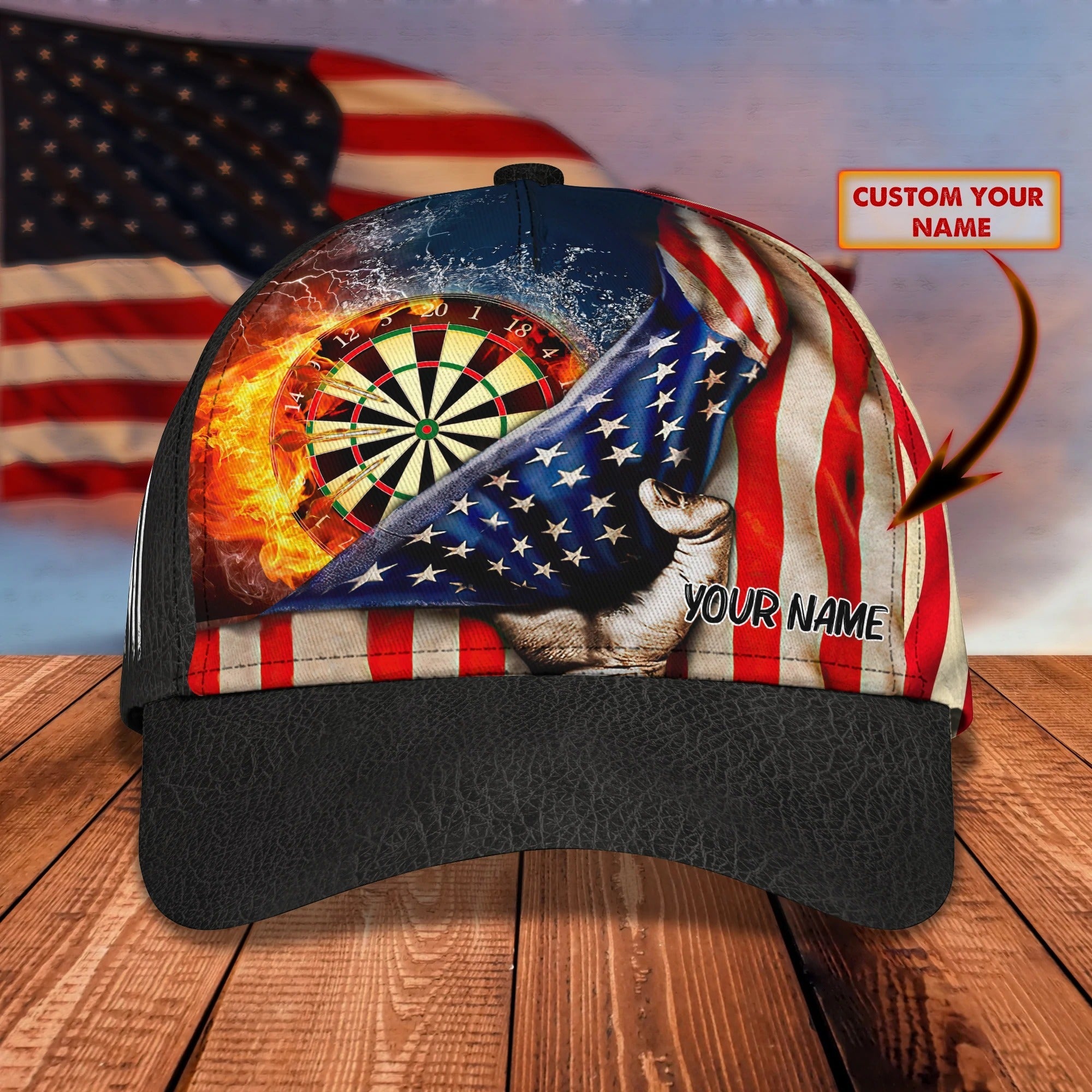 Custom With Name 3D Full Print Baseball Darts Cap, Classic Cap For Darter, Dart Lover Present Birthday Gift Darter