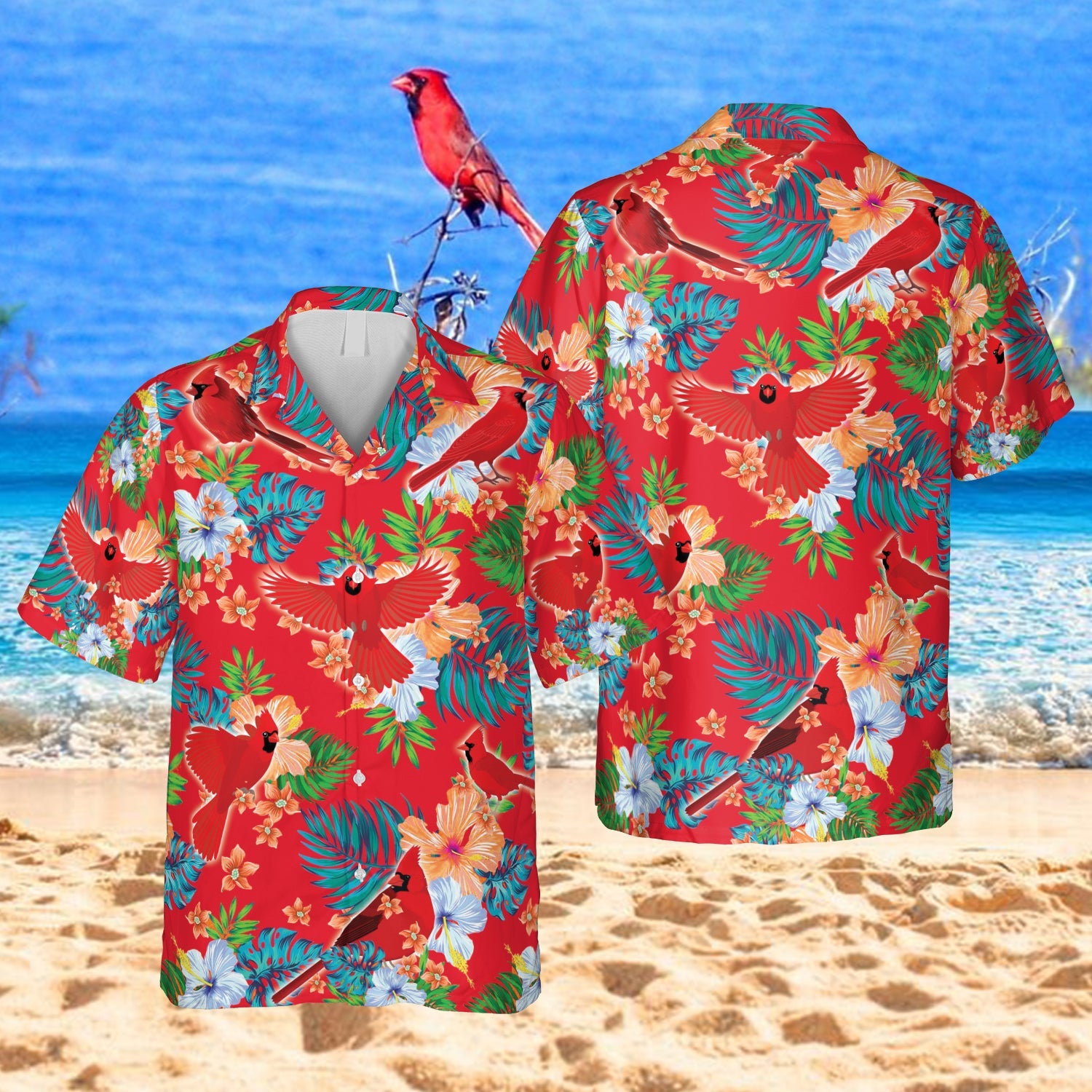 Red Cardinal Hawaii Magnum Pi Shirt For Men Ha3788