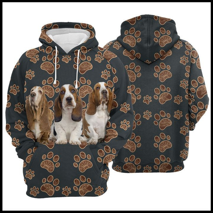 Basset Hound Paw Floral Hoodie & Zip Hoodie