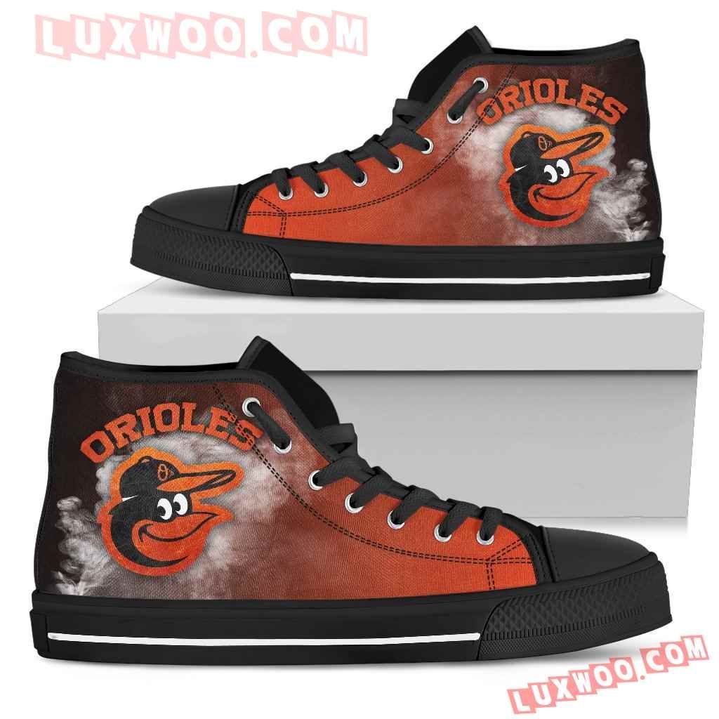 White Smoke Vintage Baltimore Orioles High Top Shoes Sport Sneakers