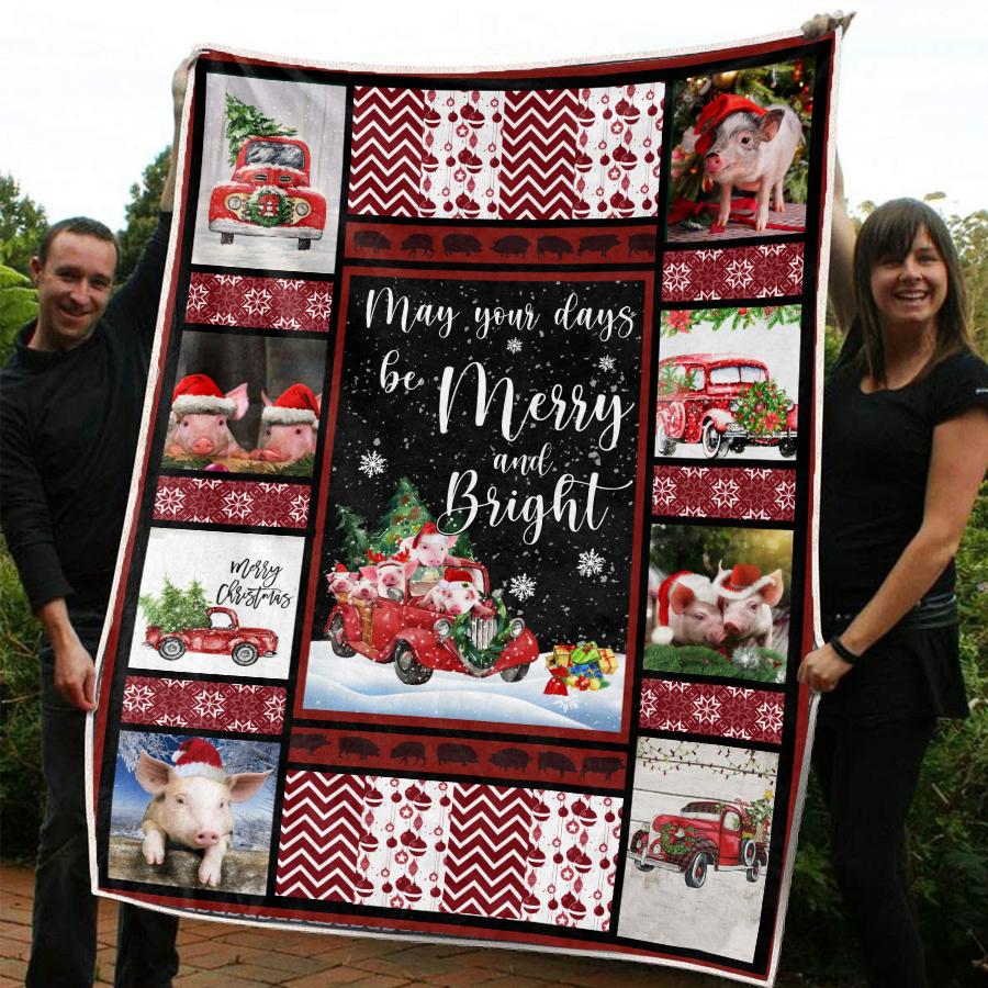 Pig Merry Christmas Blanket