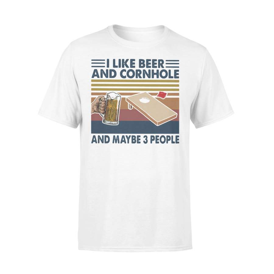 I Like Beer And Cornhole And Maybe 3 People Vintage Retro T-shirt