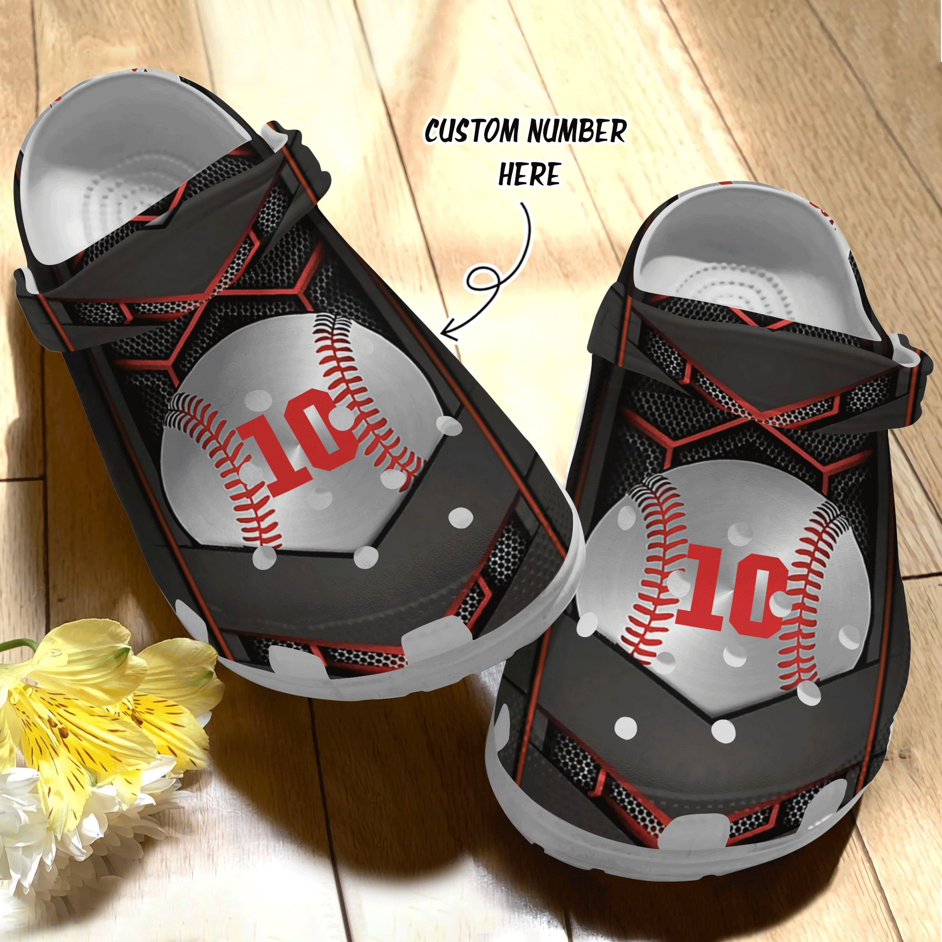 Baseball 3D Ball, Personalize Clog, Custom Name Text, Number On Sandal Fashion Style For Women, Men, Kid