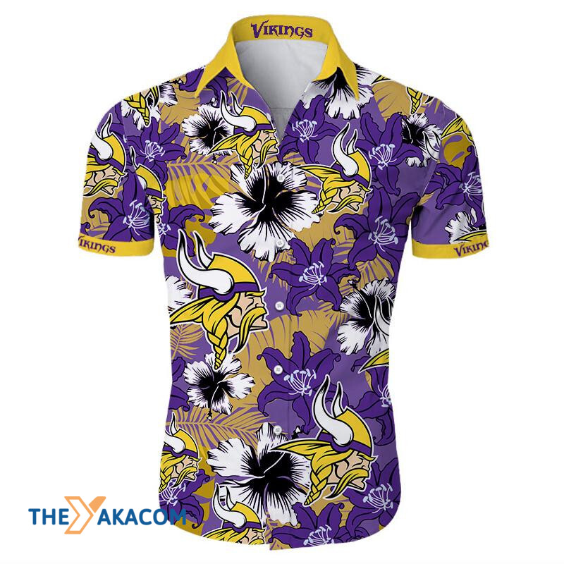 Minnesota Vikings Nfl Team Gift For Fan Tropical Flower Short Sleeve Hawaii Shirt Ha25882