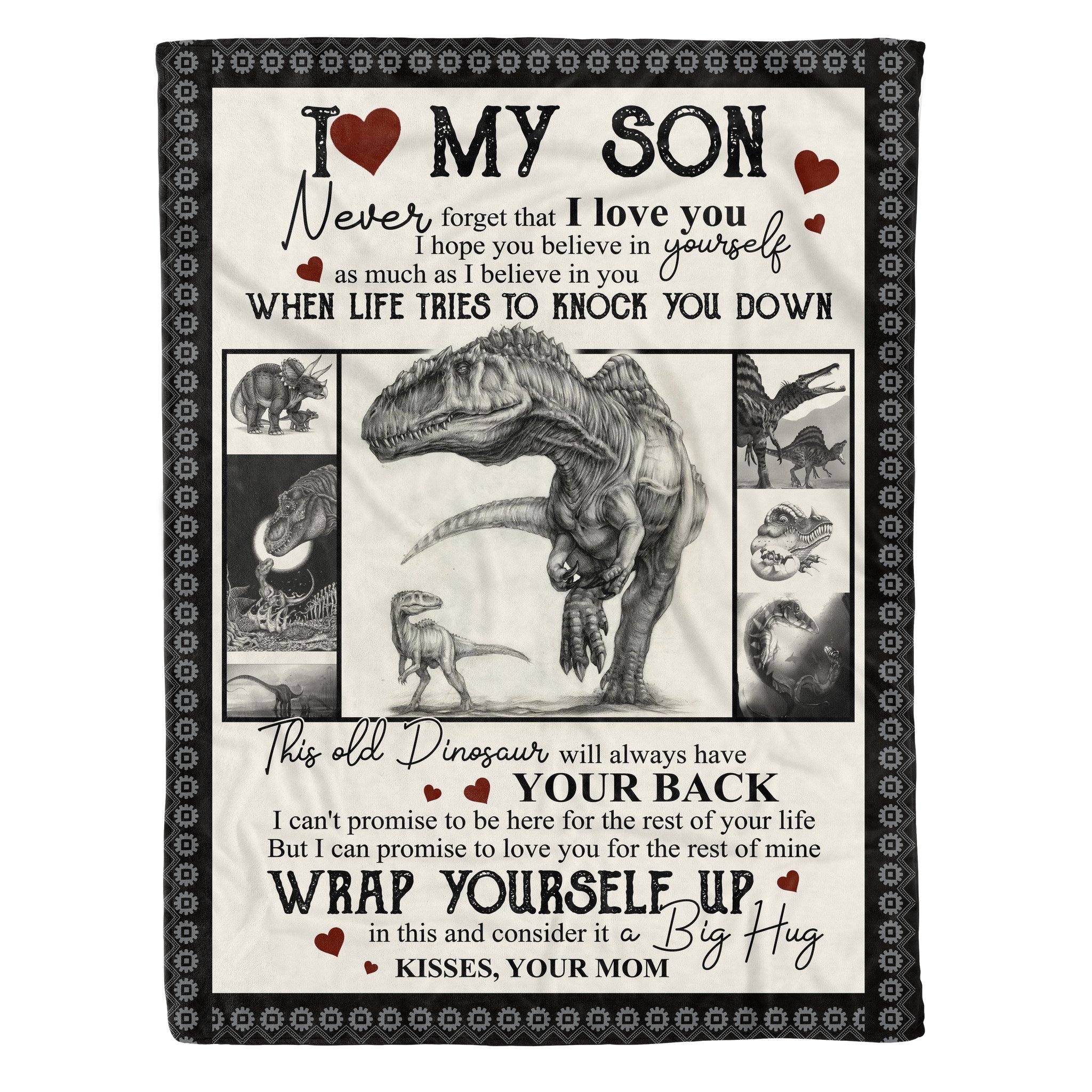 To My Son – This Old Dinosaur Will Always Have Your Back – Fleece Blanket