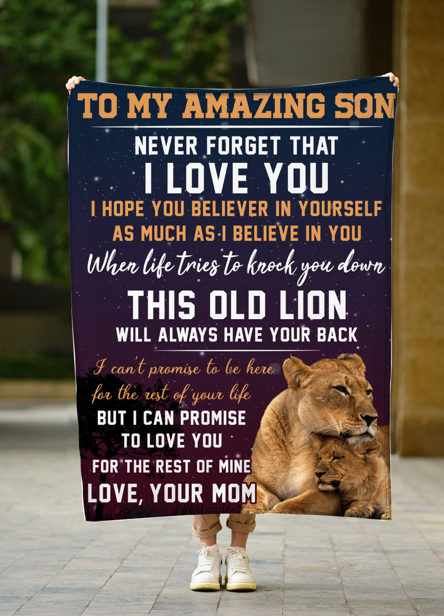 To Amazing Son Nerver Forget I Love Your Lion Fleece Blanket Lion Lover Gift Animal Lover Gift Family Gift Birthday Gift Pet Gift