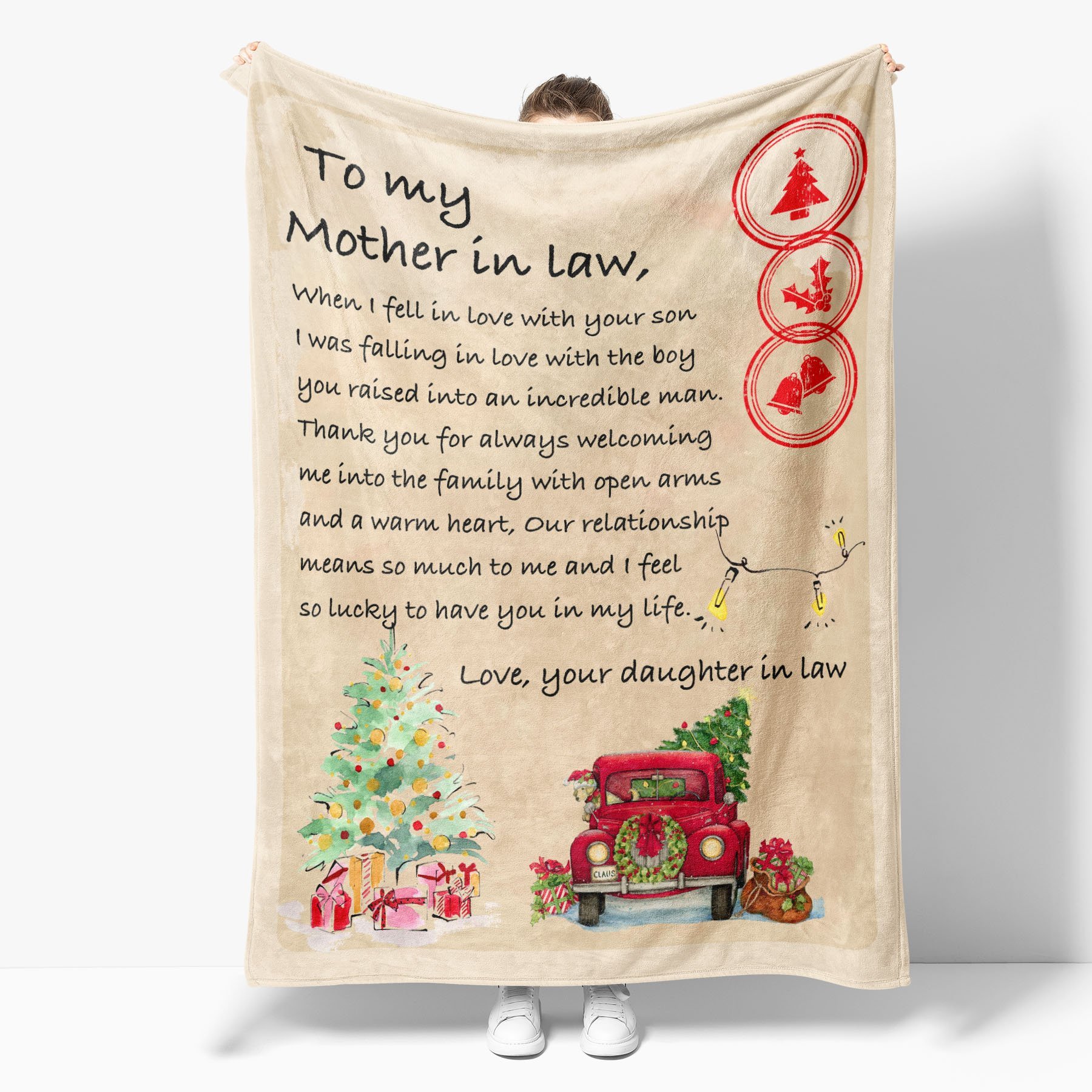 Thank You For Always Welcoming Me Into The Family With Open Arms, Fleece Blanket – Quilt Blanket, Thank You Gifts For Mother’S Day, Meaningful Mother’S Day Gift, Home Decor Bedding Couch Sofa Soft And Comfy Cozy