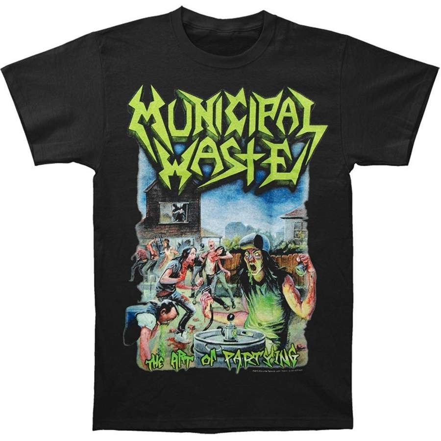 YPS Fashion Men’s T-Shirt Municipal Waste The Art of Partying on Black T-shirt Men Cotton T Shirt Funny Shirts