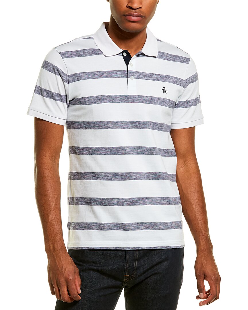 Original Penguin Aqua Slub Stripe Polo Shirt