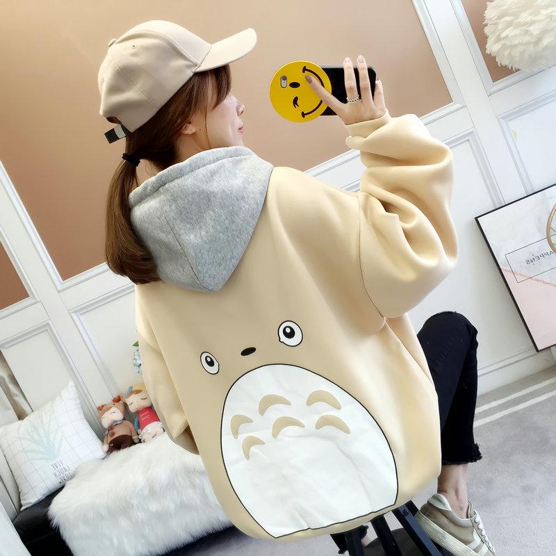 Zuolunouba Winter Women Hoody Sweatshirt Printed Cartoon Anime Harajuku Kawaii Loose Long Sleeve Student Female Casual Pullover alx