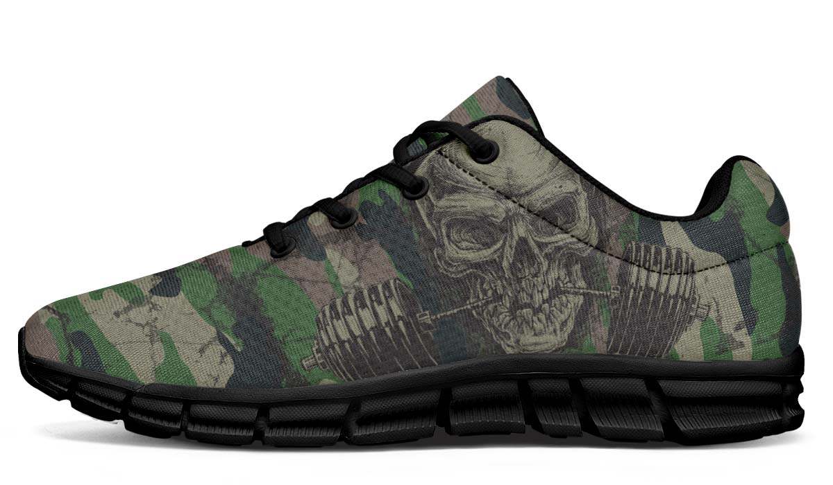 Camo Skull And Weights Breathable Sneakers Custom Shoes