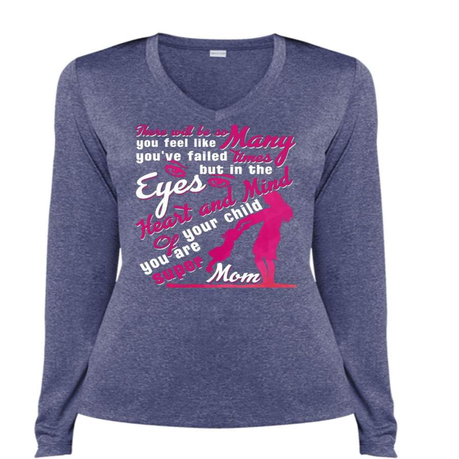 You Feel Like Many Time T Shirt, Heart And Mind Your Child T Shirt, Cool Shirt (Ladies LS Heather V-Neck)