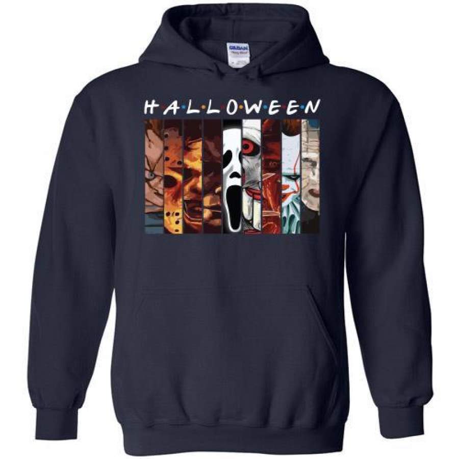 Halloween Horror Characters Friends Mashup Face Hoodie