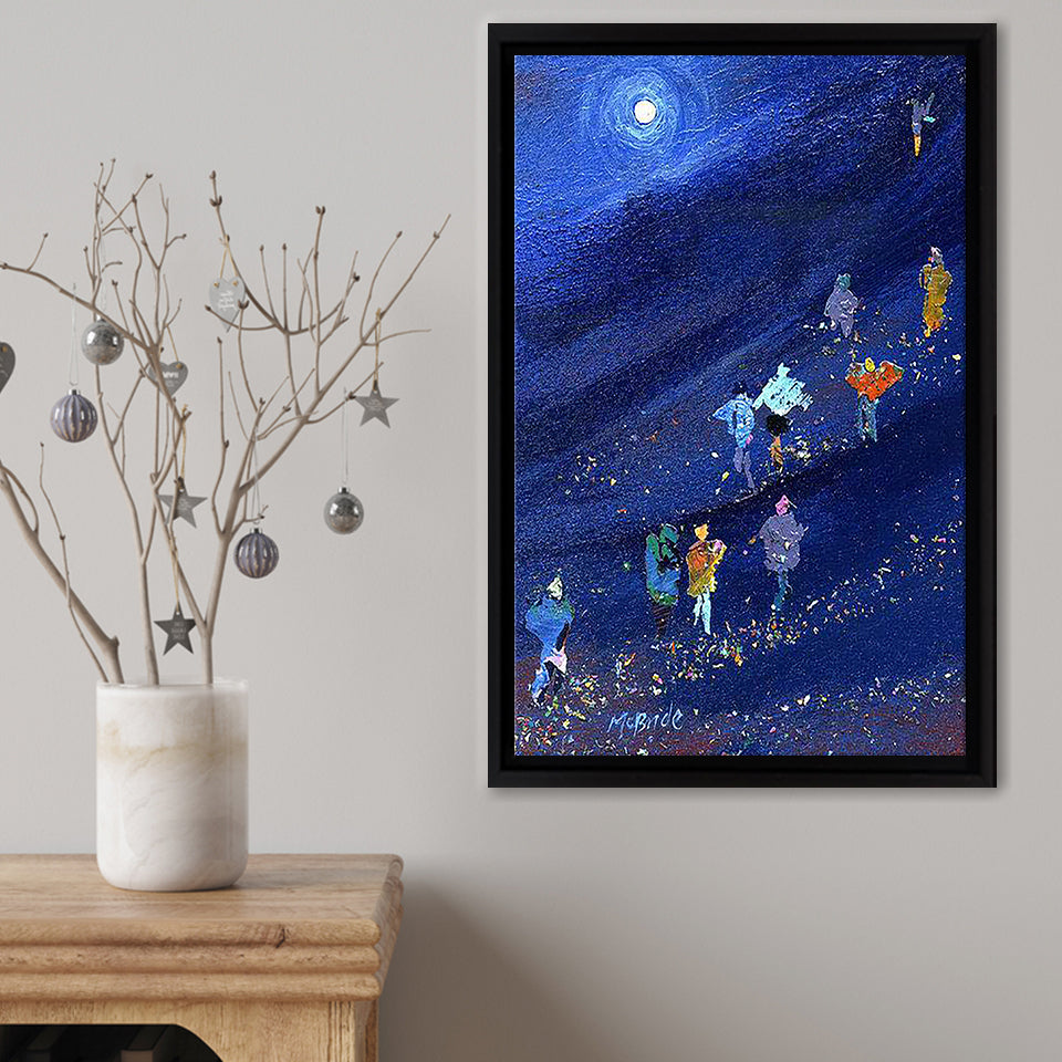 Walking The Three Peaks Framed Canvas Print – Canvas Painting, Canvas Art, Wall Art, Wall Decor
