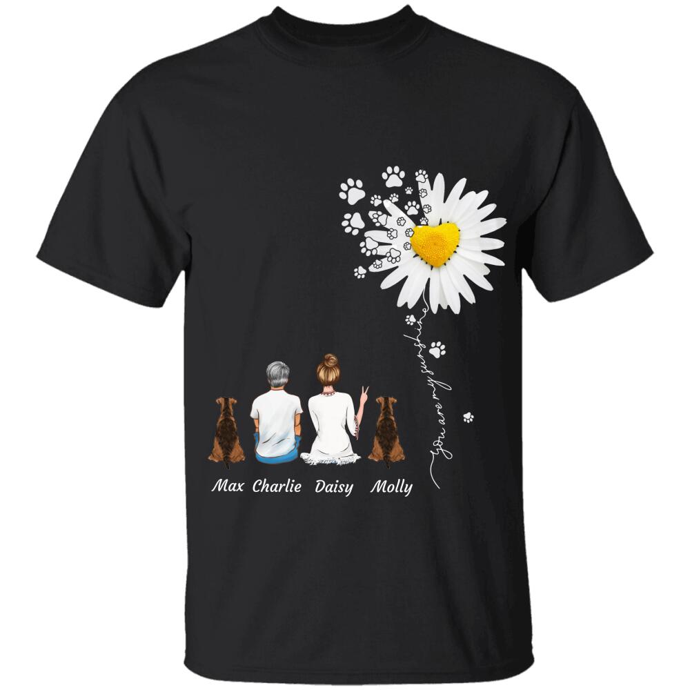 Couple Under Daisy Couple And Dog, Cat Personalized T-Shirt
