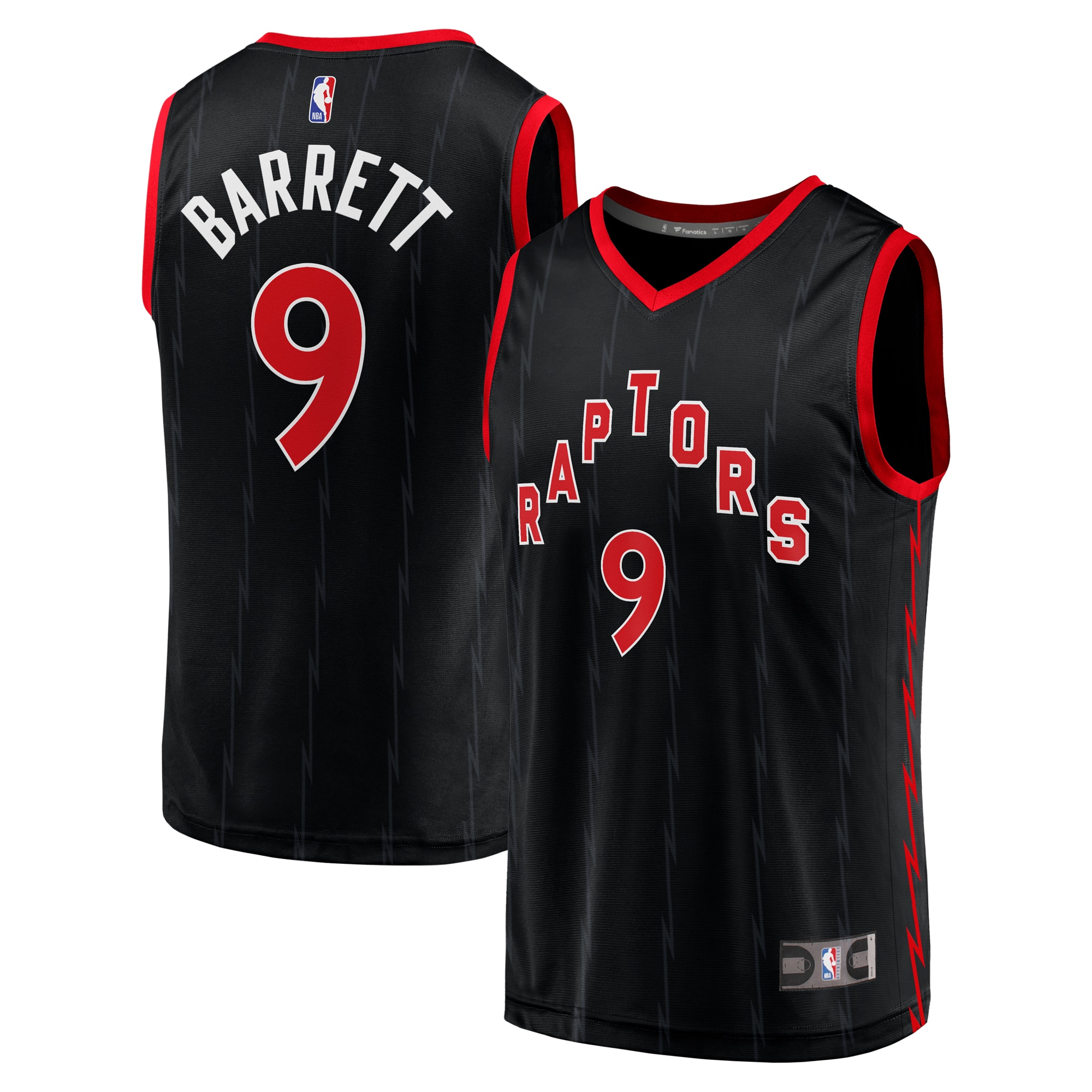 RJ Barrett Toronto Raptors Branded Fast Break Player Jersey – Statement Edition – Black