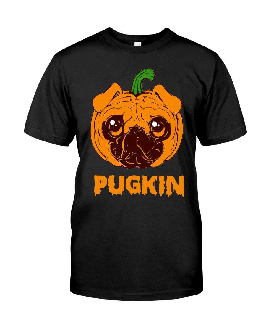Pug Pugkin Halloween Unisex T Shirt | Full Size | Adult | Black| K1816