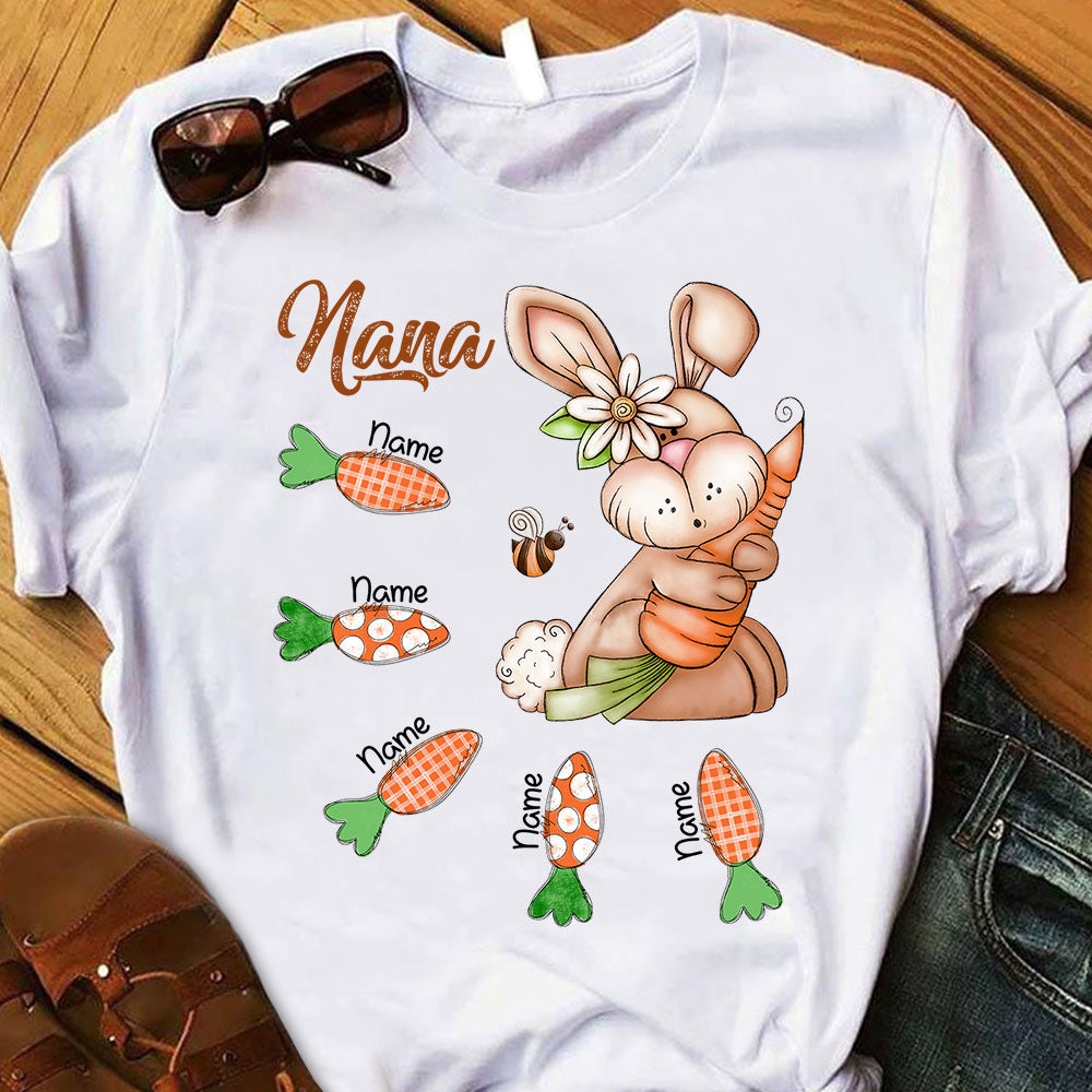 Personalized Adorable Bunny And Carrots Easter Vr1 Shirt For Grandma Hn98 Do99