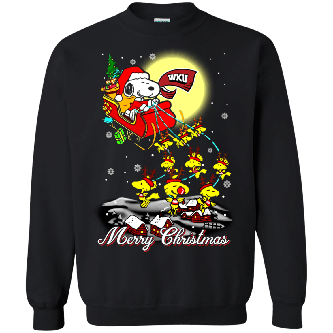 Awesome Western Kentucky Hilltoppers Snoopy Ugly Christmas Sweater 2023S Santa Claus With Sleigh Sweatshirts