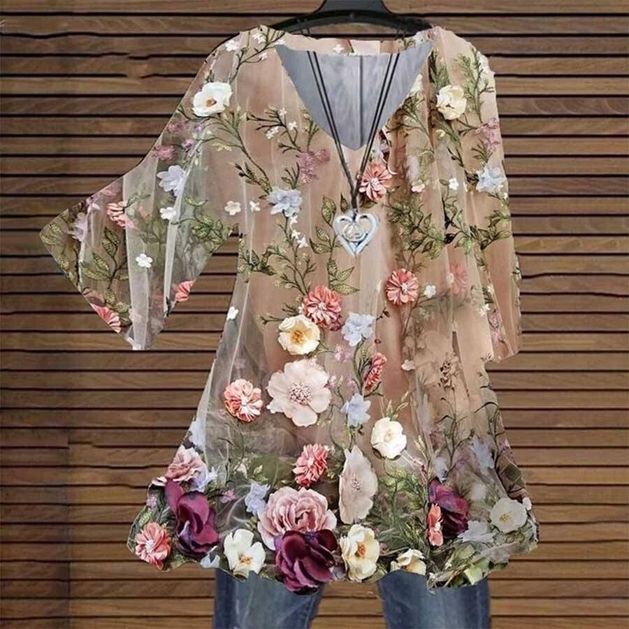 Floral Print Women’S Casual  Cool V-Neck Tops
