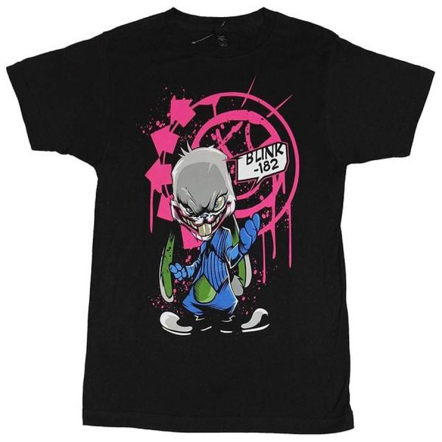 Mens T-Shirt- Blink-Evil Full Color Bunny In Front Of Splattery Logo