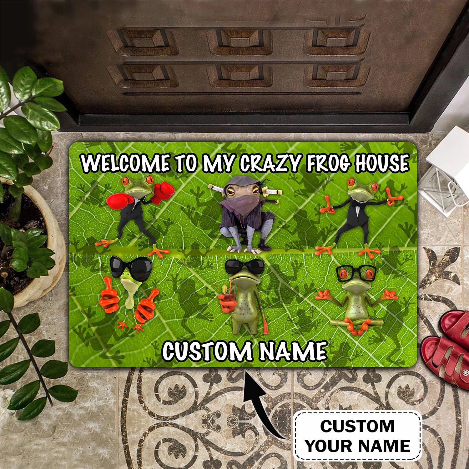 Frog Doormat – Personalized Name 3D – Lta98-H24