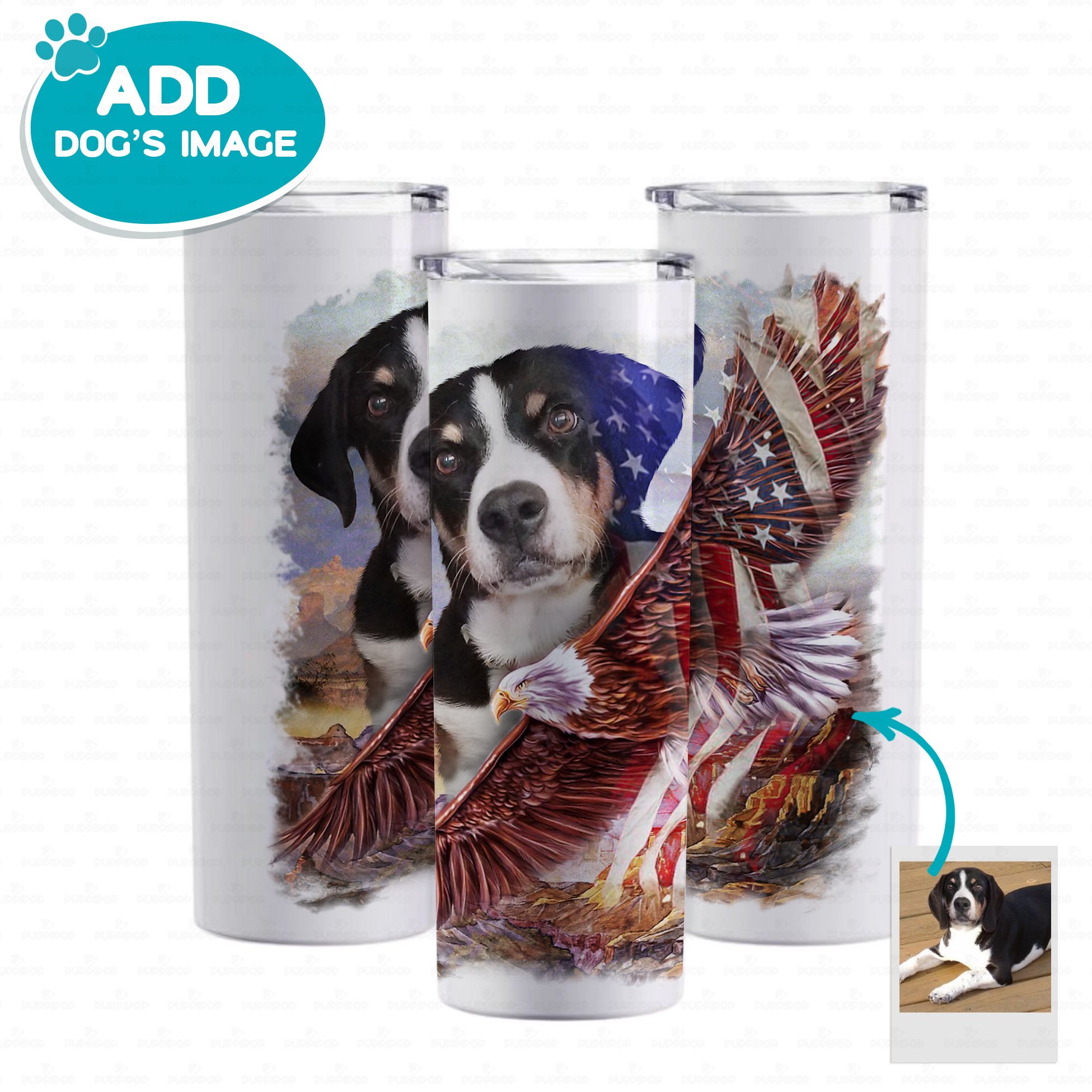 Personalized Independence Day Dog Gift – Usa Flag Eagle Puppy For Dog Lover – Tumbler