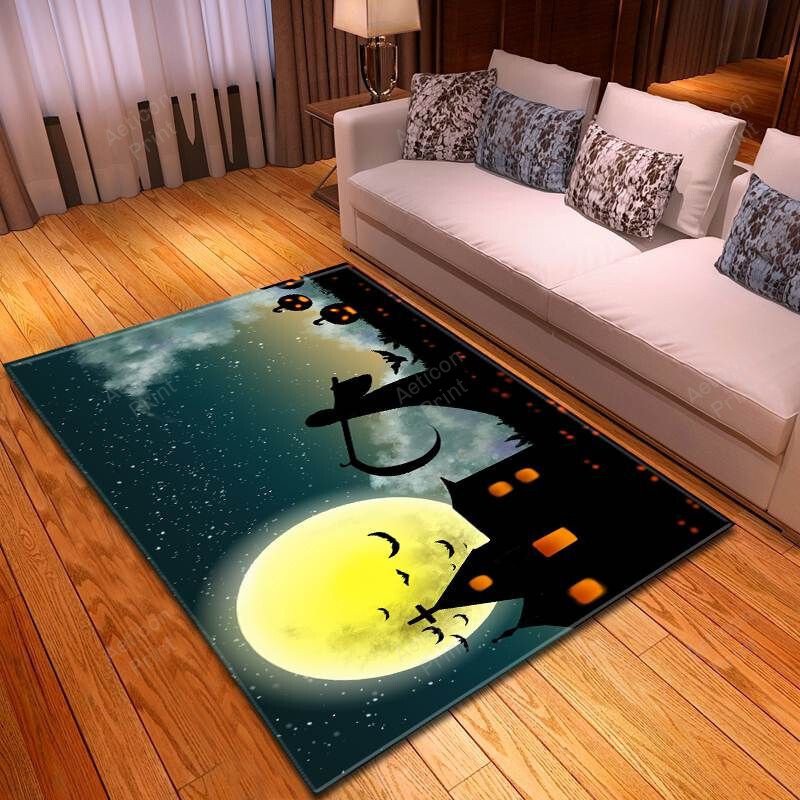 Halloween Death Under Full Moon Carpet Living Room Area Rug Carpet Vintage Home Decor Gift Ideas