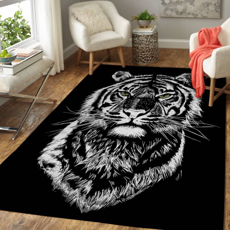 Black and white tiger – Animals Area Rug Carpet