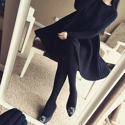 Autumn winter women fashion new L-3XL lady sweater bottoming long-sleeved dress 200 kg Medium length knitted dress female y19 alx