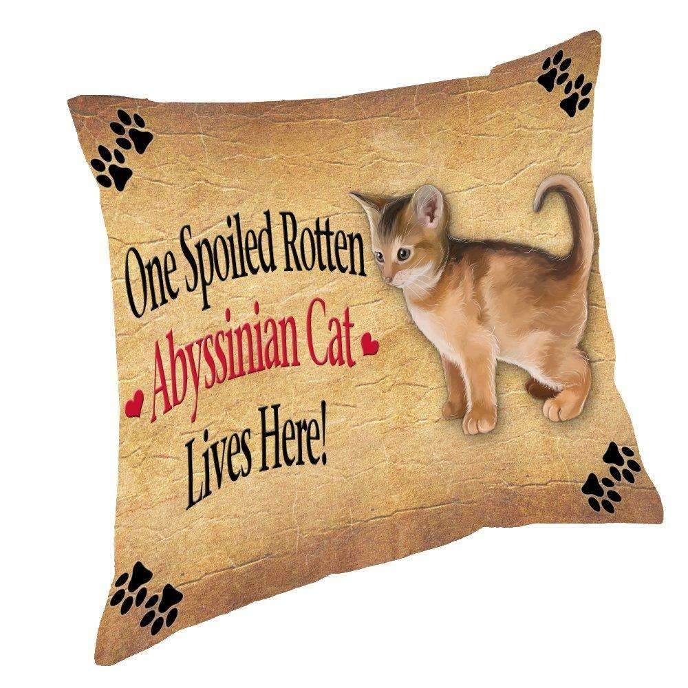 Abyssinian Kitten Spoiled Rotten Cat Throw Pillow