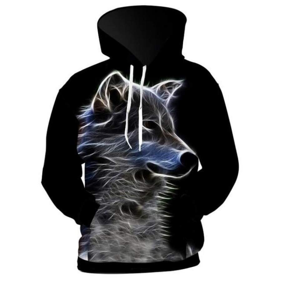 Wolf 3D full over print Hoodie W7