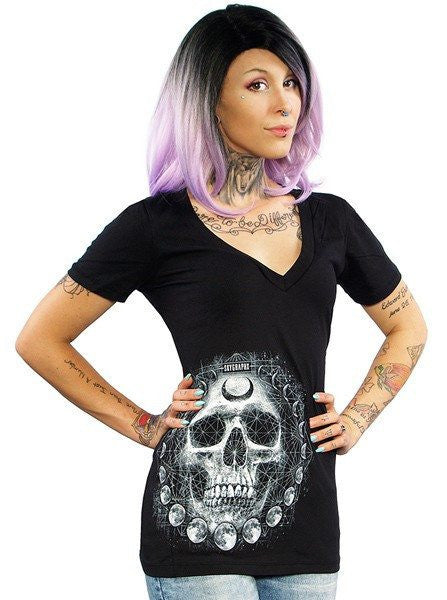 Women’S Lone Wolf V Neck Tee By Skygraphx