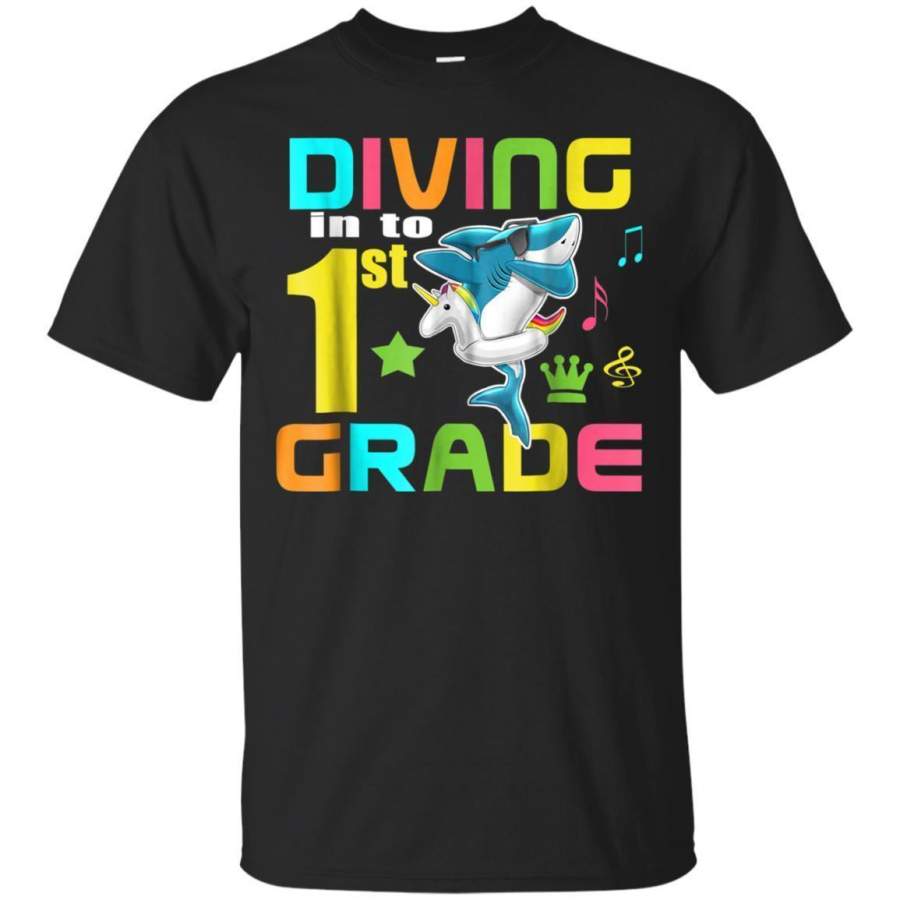 AGR Diving Into 1st Dabbing Shark Back To School Shirt Boys Jaq T-shirt