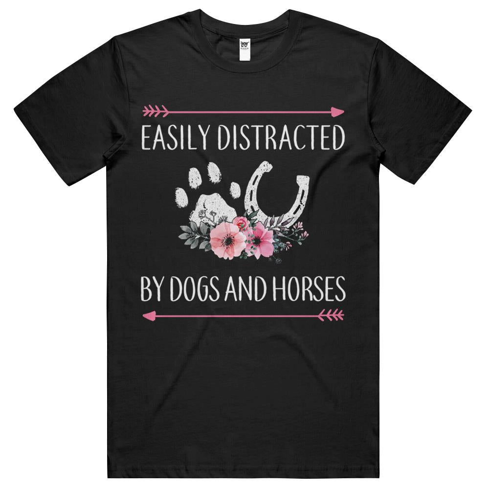 Easily Distracted By Dogs And Horses, Horse Gifts For Women T Shirts