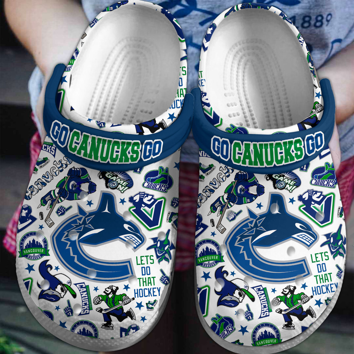 Vancouver Canucks NHL Sport Crocs Crocband Clogs Shoes Comfortable For Men Women and Kids