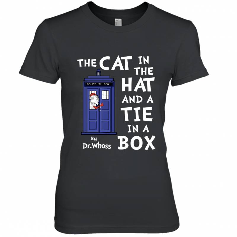 The Cat In The Hat And A Tie In A Box Funny Whoss Kitten Lover Women Tee