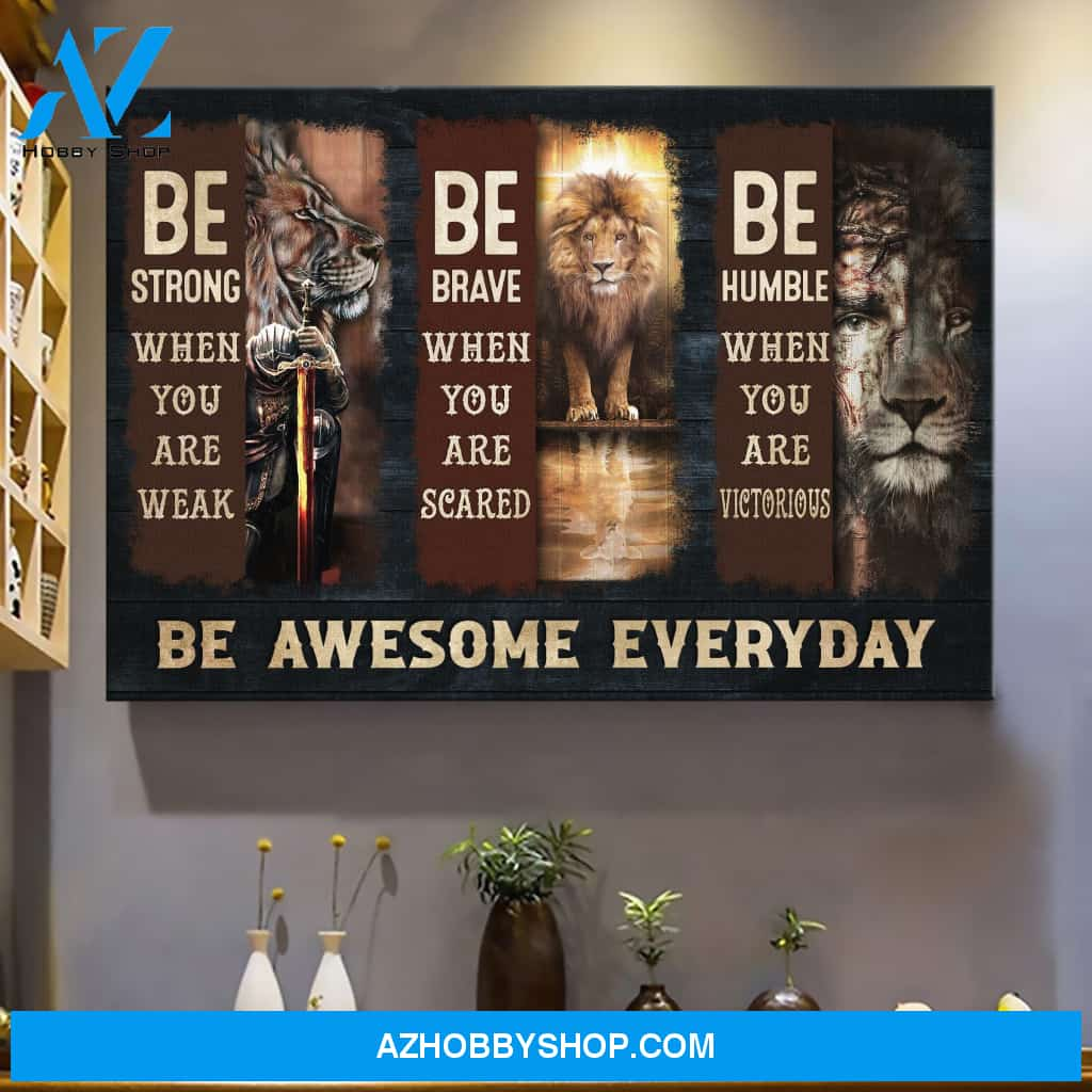 Awesome Lion And Warrior – Be Awesome Everyday – Jesus Landscape Canvas Prints