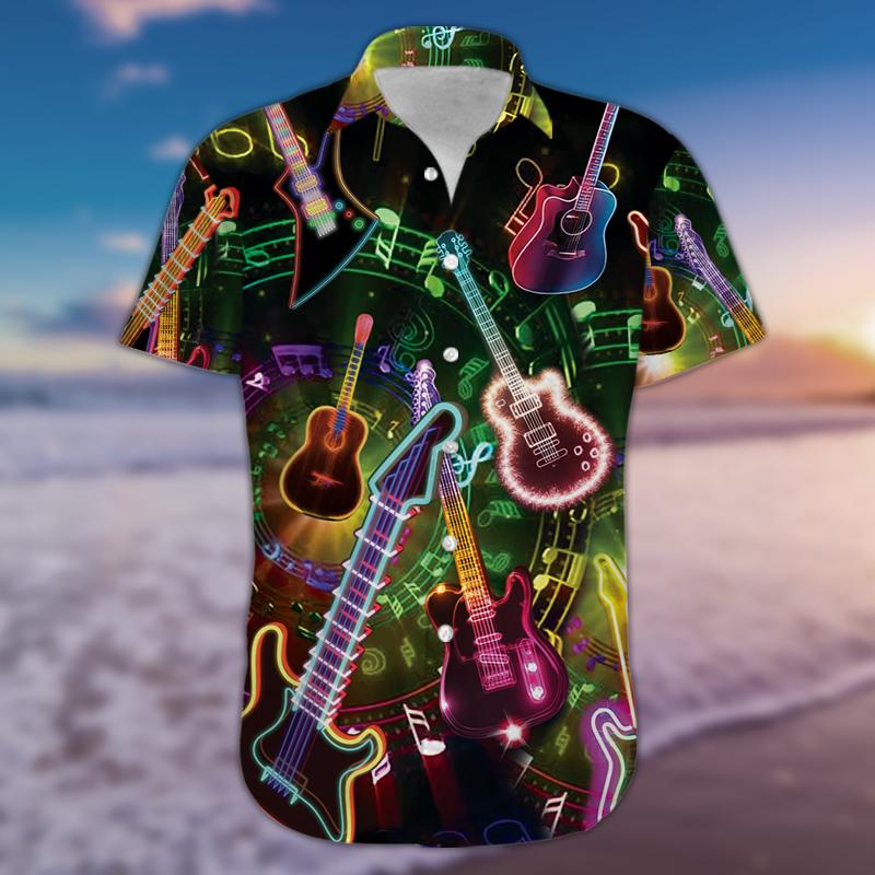 Colorful Neon Guitar Hawaii Shirt Hawaii For Hawaii Aloha Ha7428