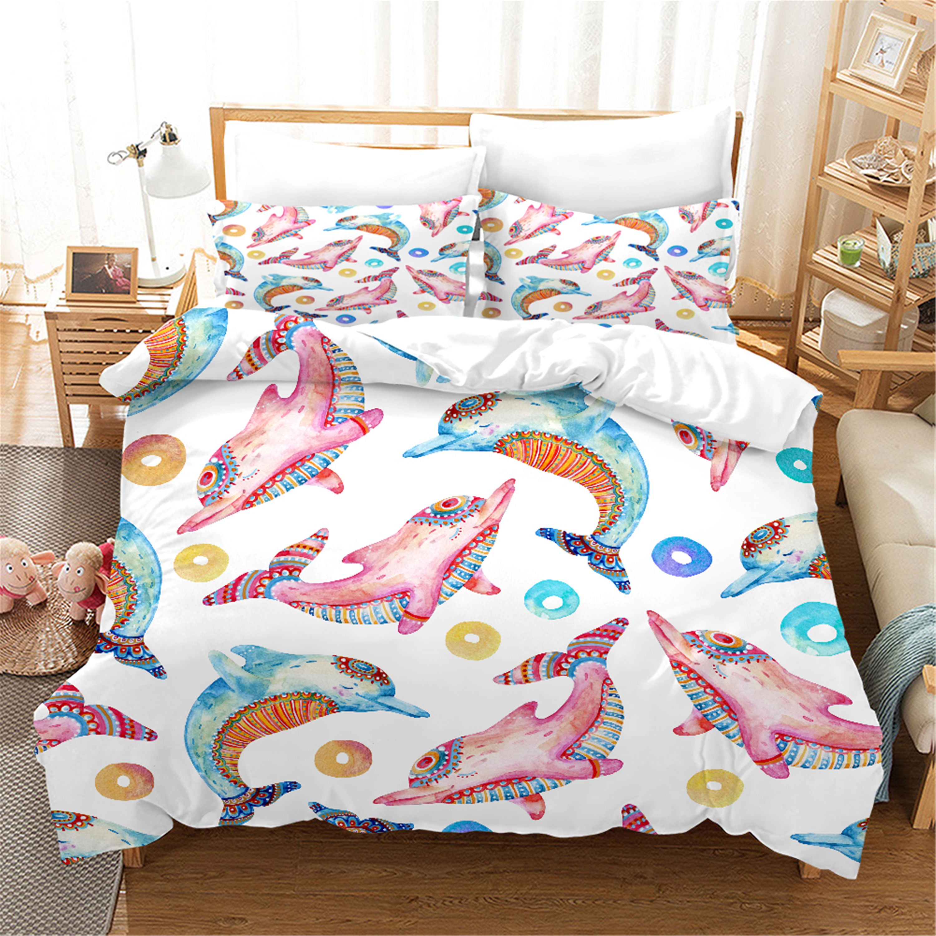 3D Dolphin Quilt Cover Set Bedding Set Duvet Cover Pillowcases Sf02